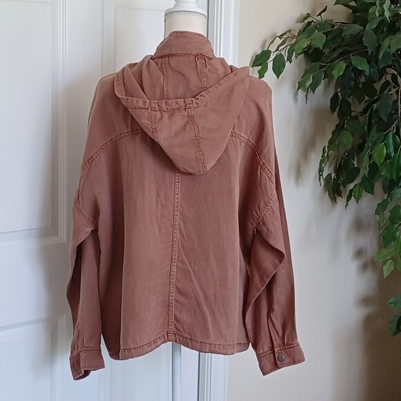 Lucky Brand Utility Anorak Hooded Linen Blend Jacket Size Large - Picture 7 of 9